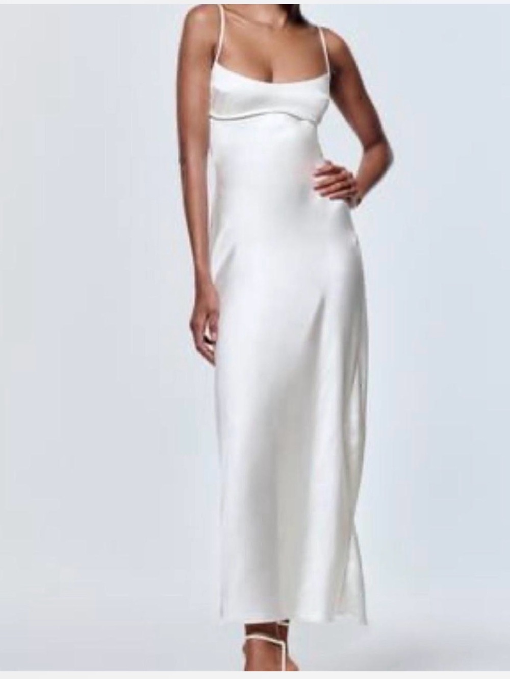 ZARA Satin Effect Midi Dress
White  size M